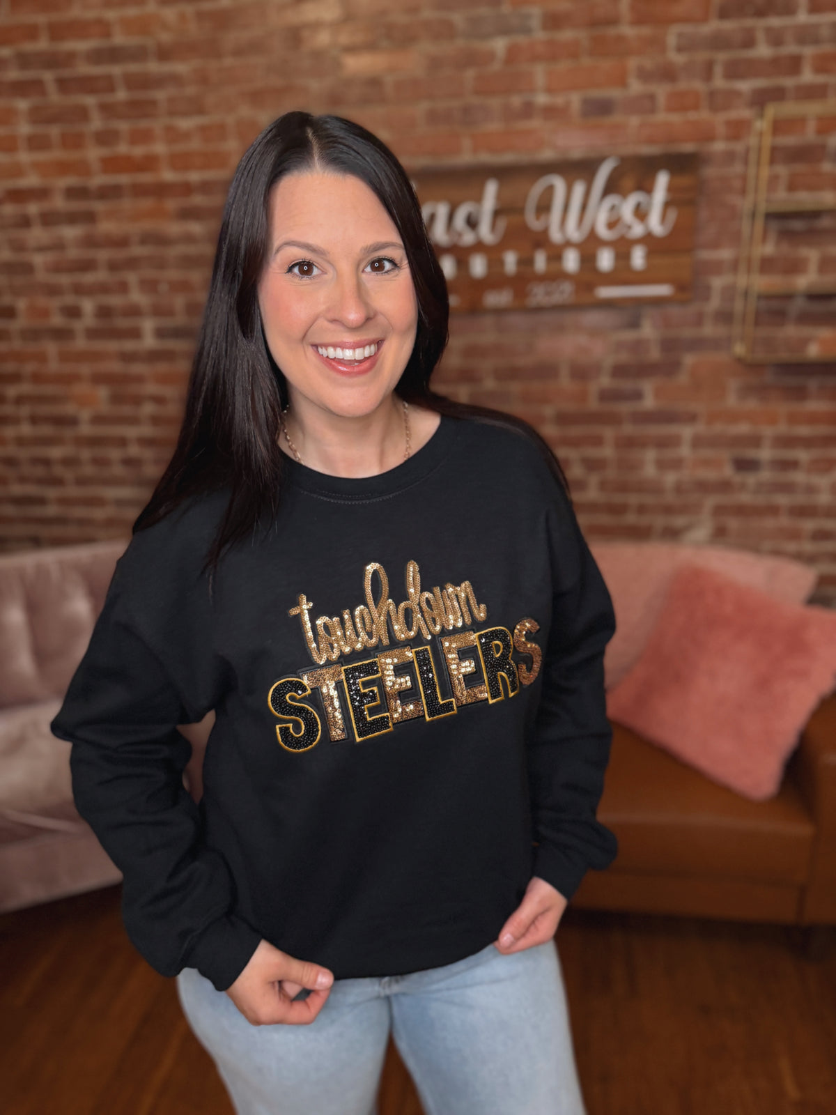 Touchdown Steelers Sequin Sweatshirt