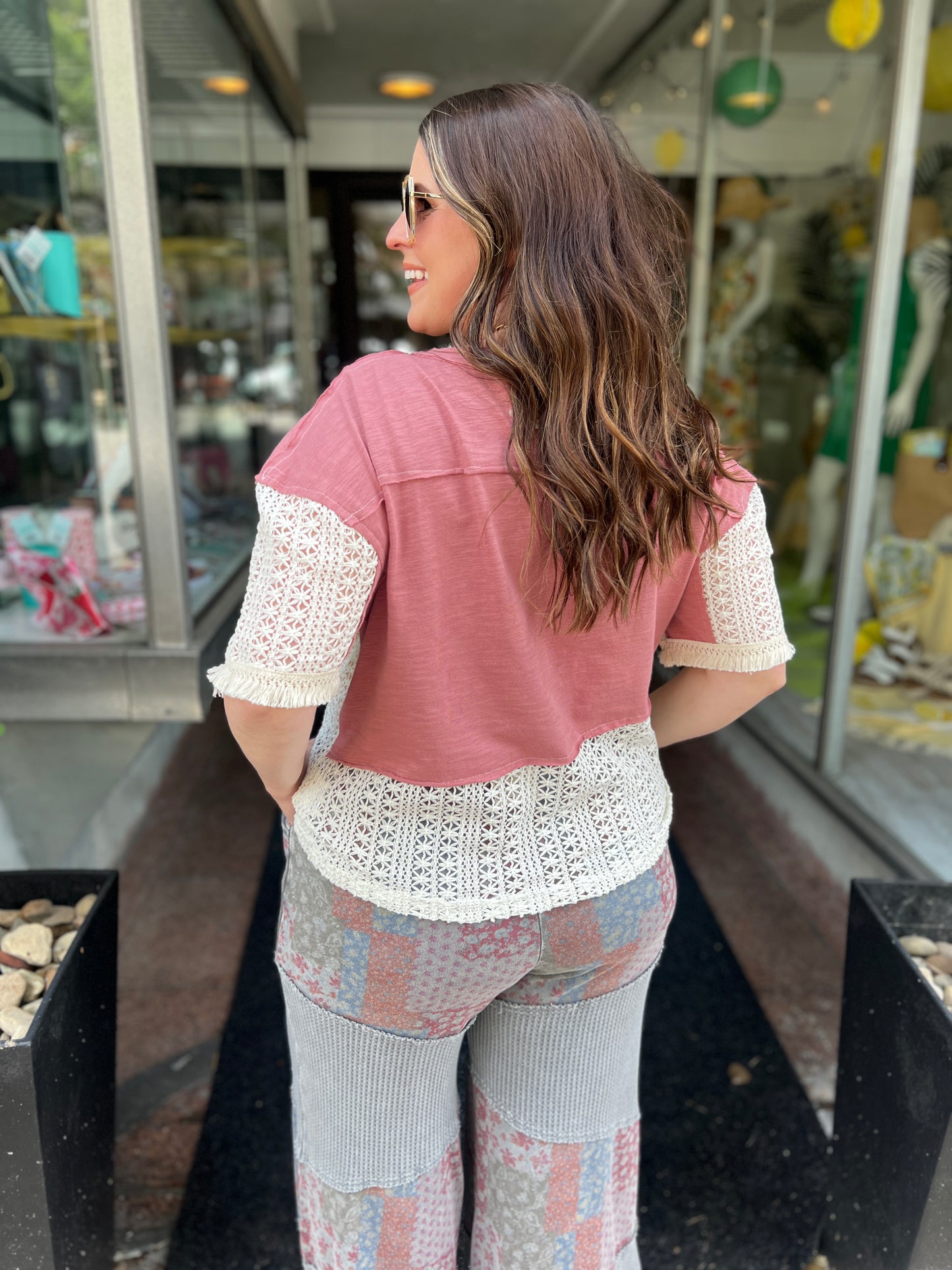 Peace Out Patchwork Top