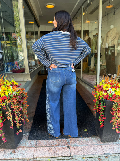 Saige Laser Cut Embroidered Jeans