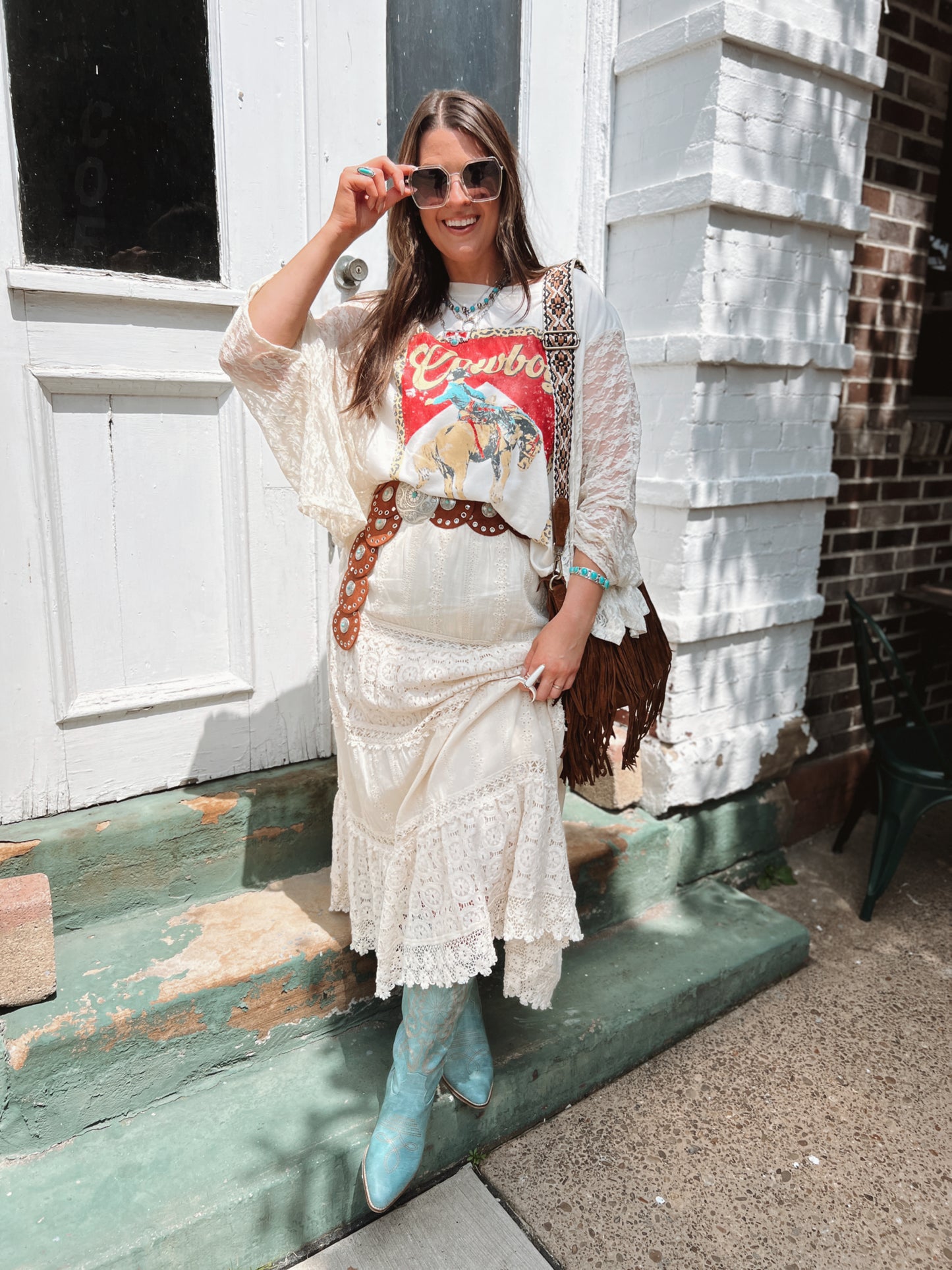 Lace Sleeve Cowboy Tee