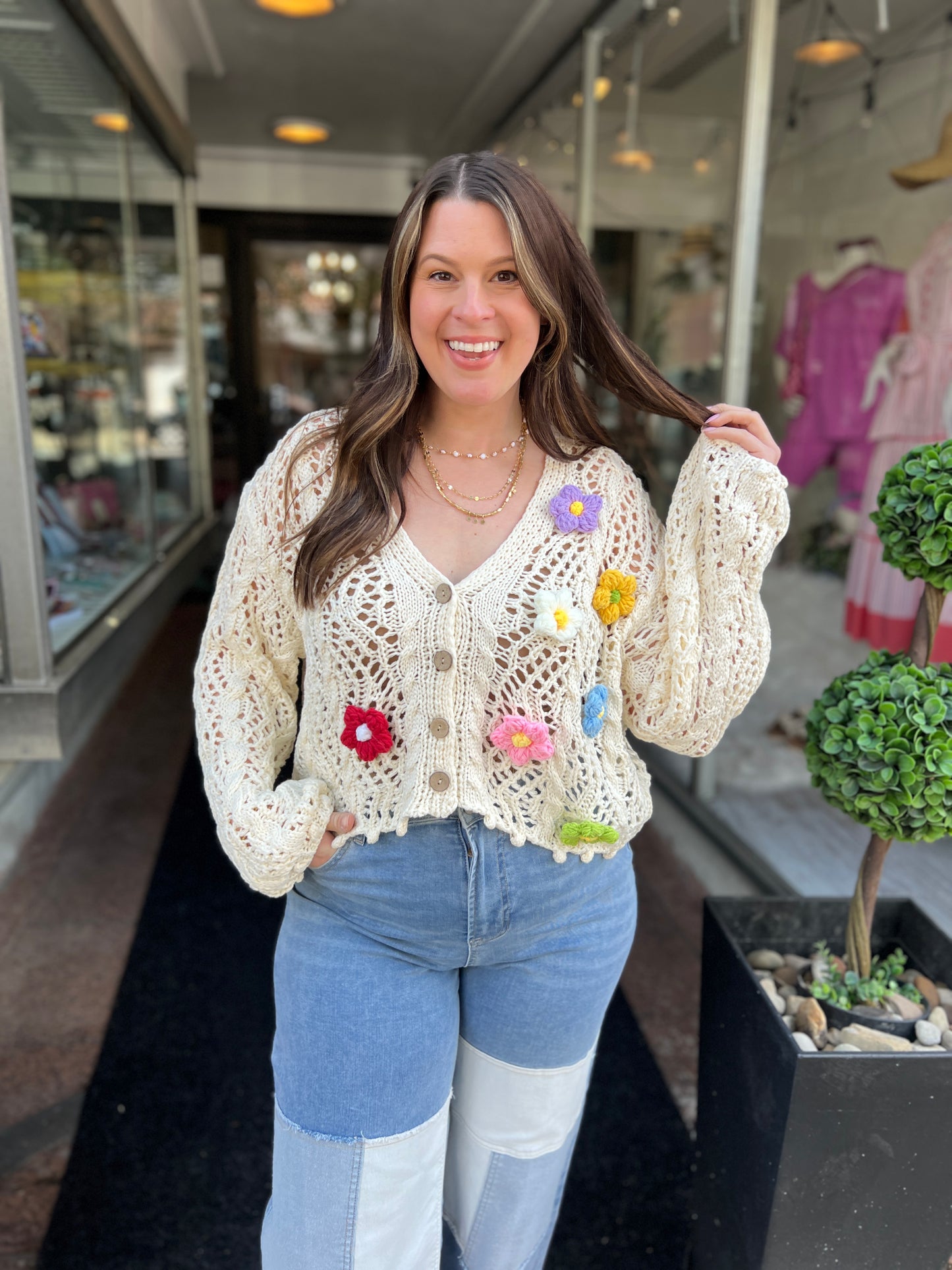 Colorful Blooms Crochet Cardigan