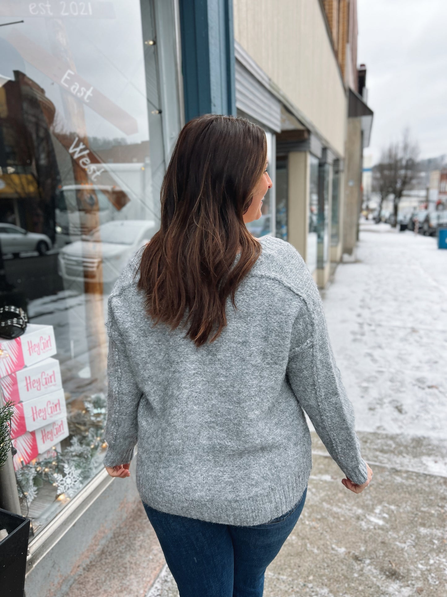 WB Grey V Neck Sweater