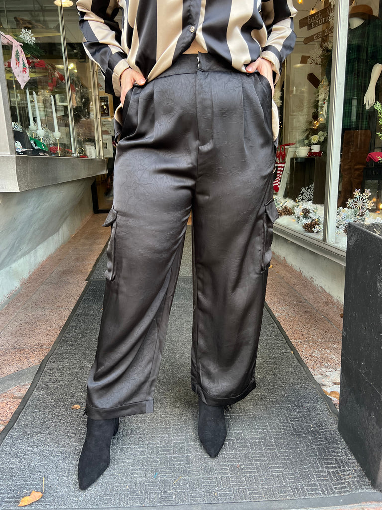 Doing Better Satin Cargo Pants