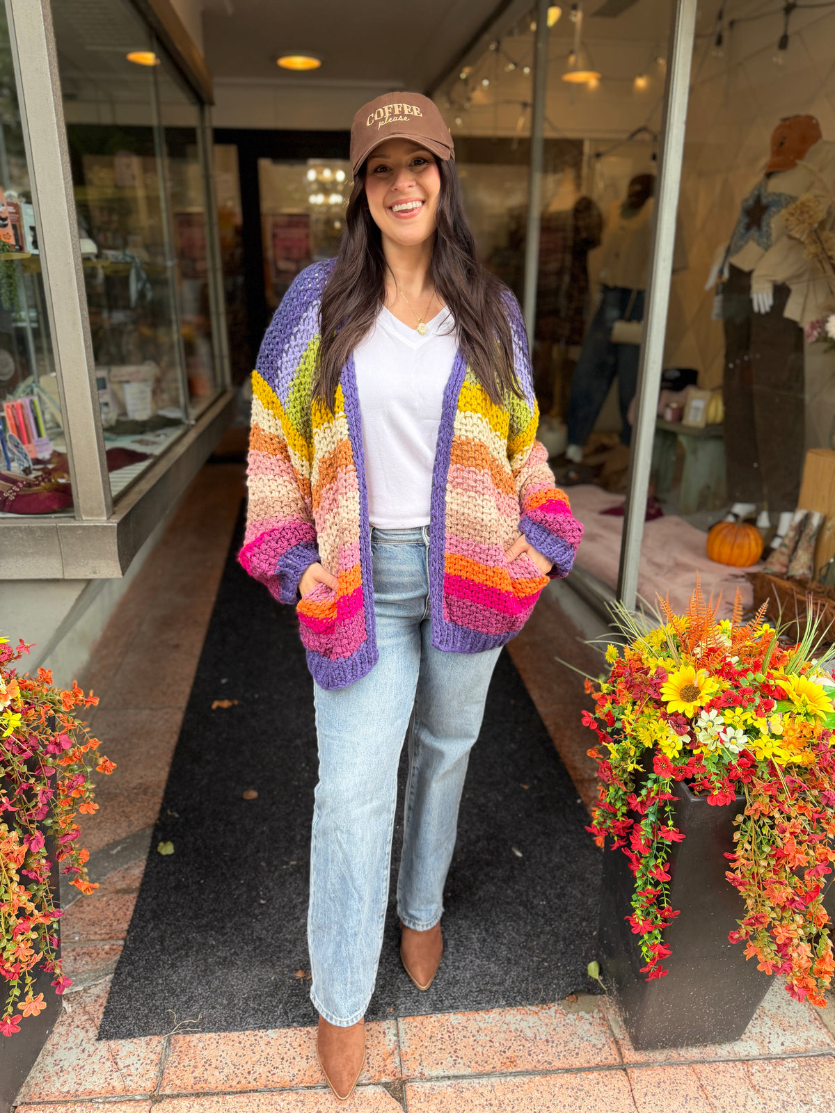 Colorful Hand-Crochet Open Cardigan