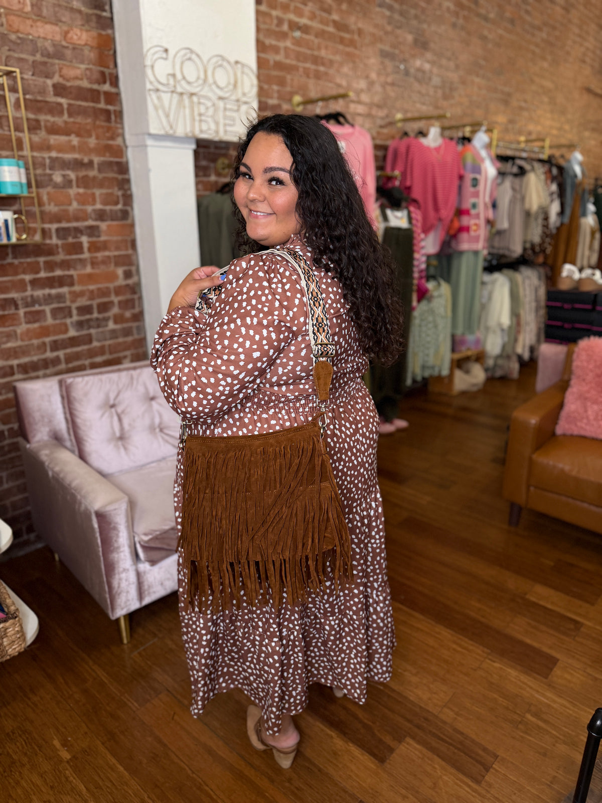 So Humble Deer Print Midi Dress