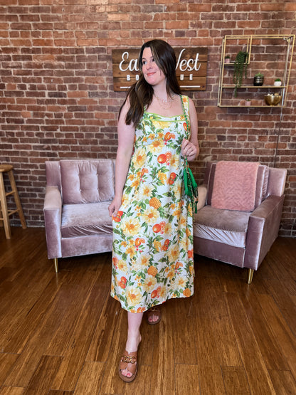 Citrus Floral Midi Dress