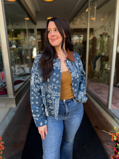 Navy Paisley Vintage Jacket