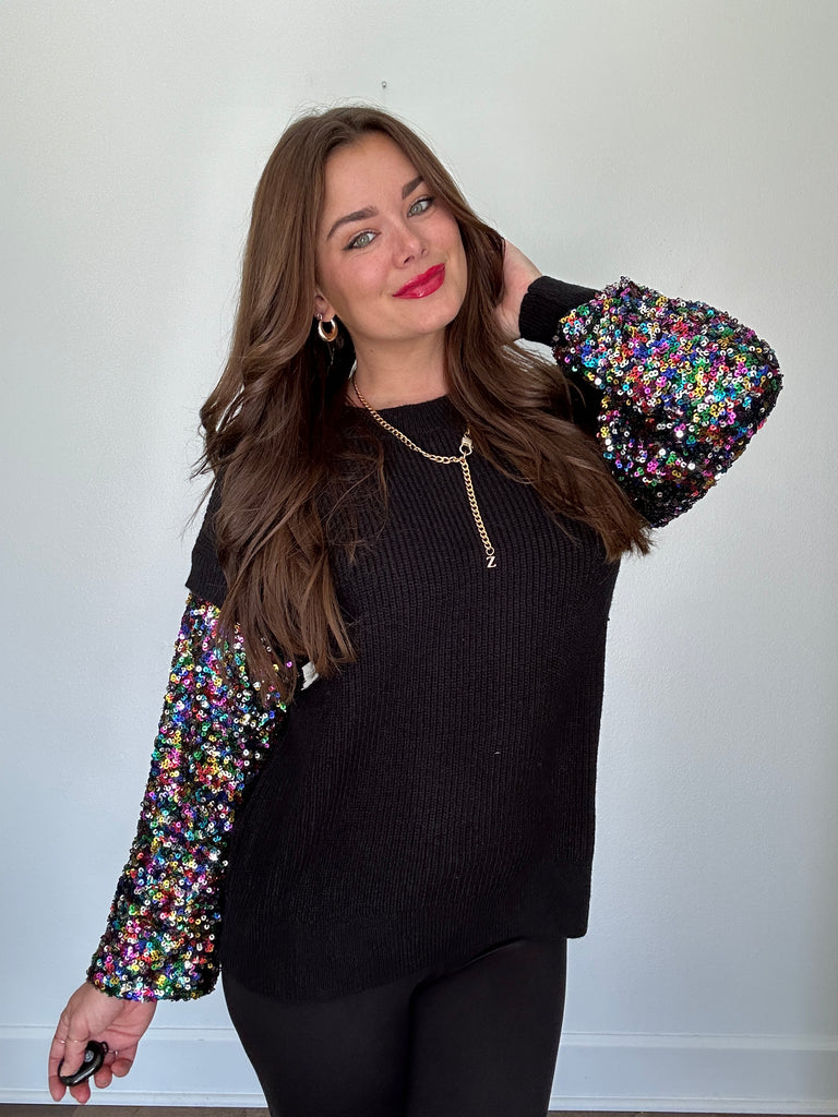 WB Sequin Sleeve Sweater