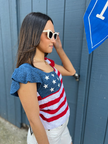 American Flag Crop Top
