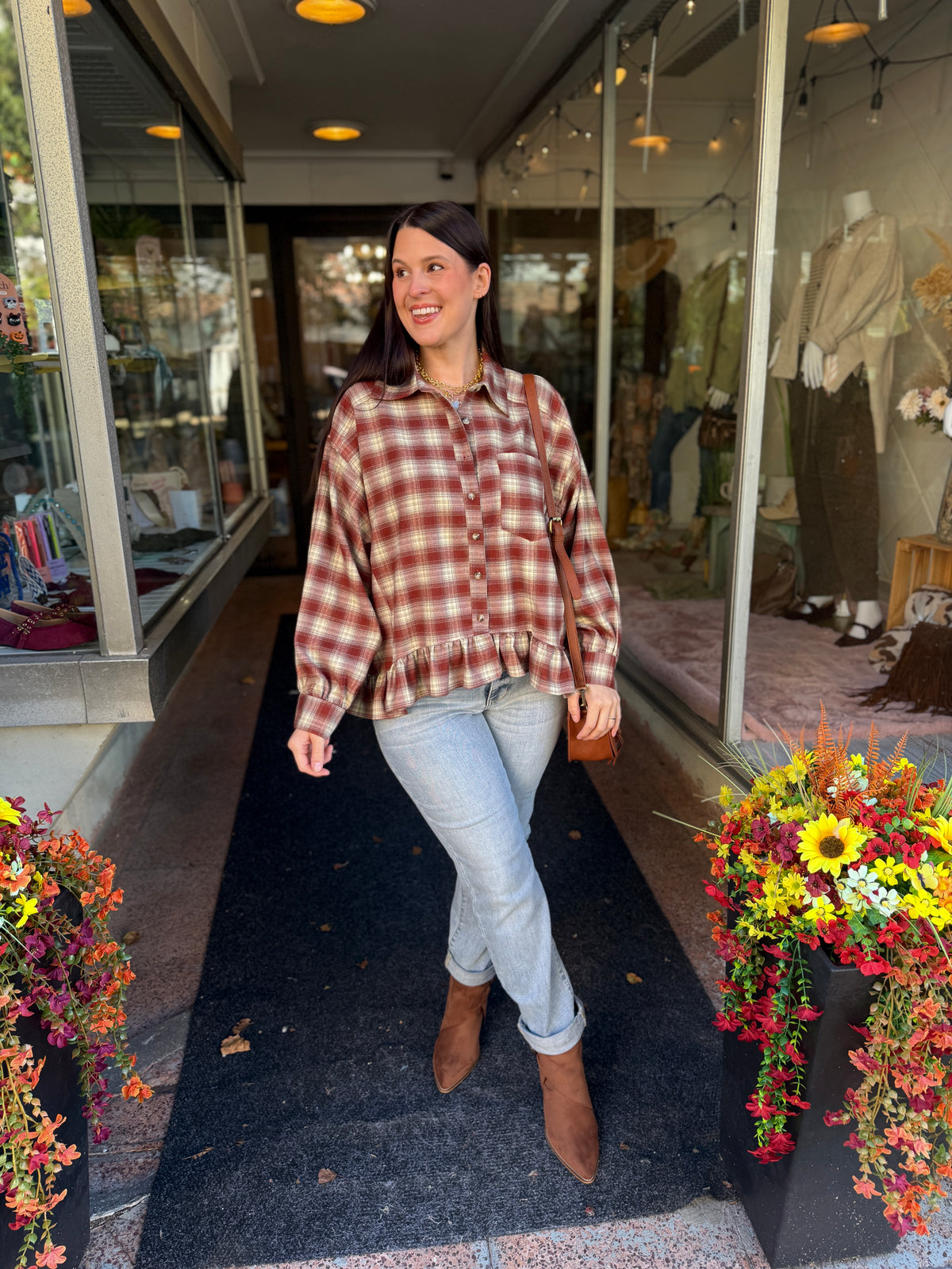 Metamorphosis Plaid Babydoll Top