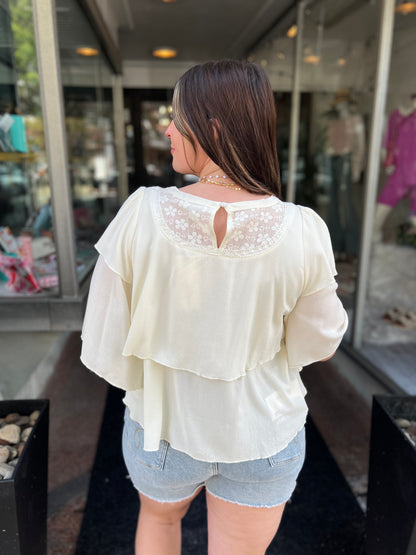 What She Wants Lace Cape Blouse