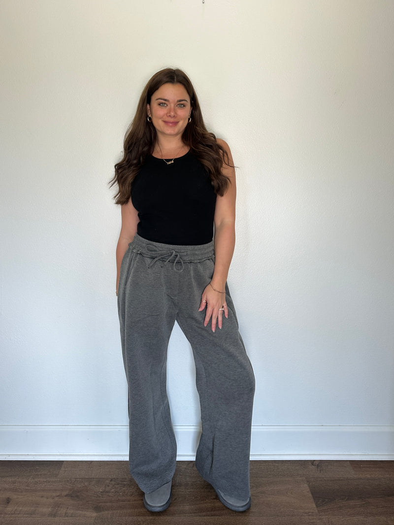 WB Charcoal Wide Leg Sweats Preorder