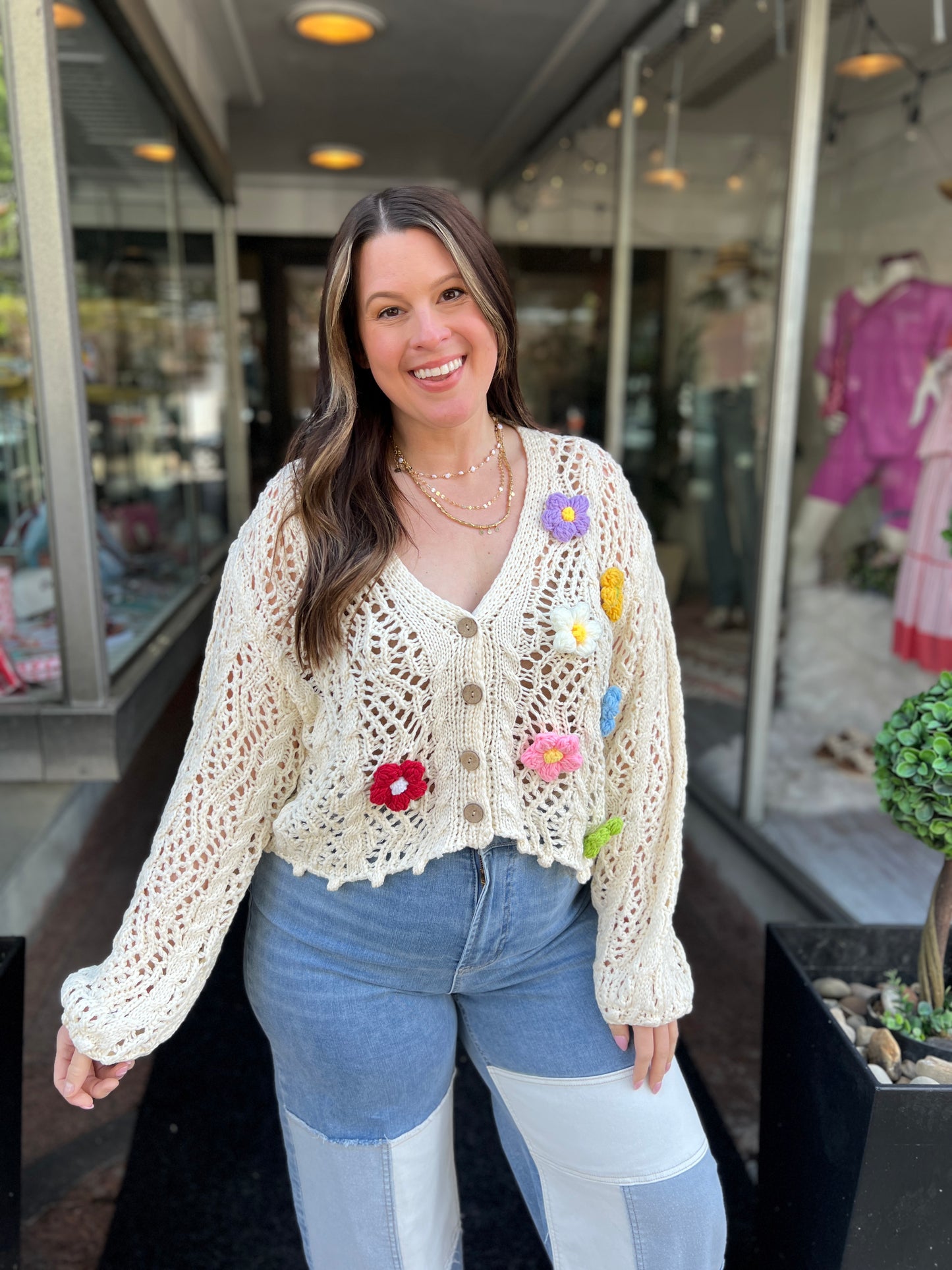 Colorful Blooms Crochet Cardigan