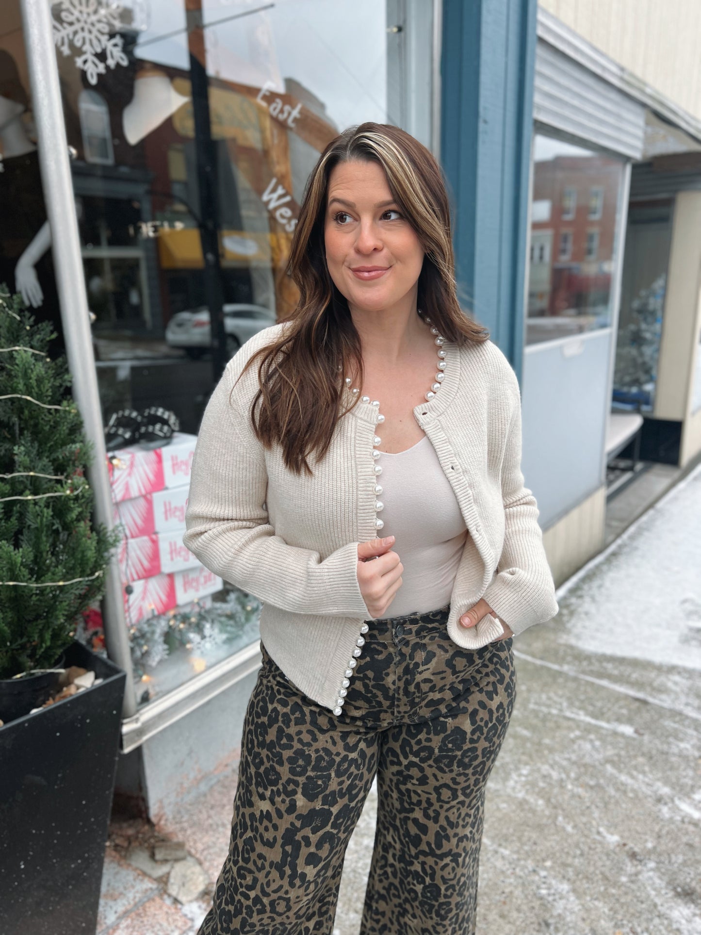 WB Pearl Trim Cardigan