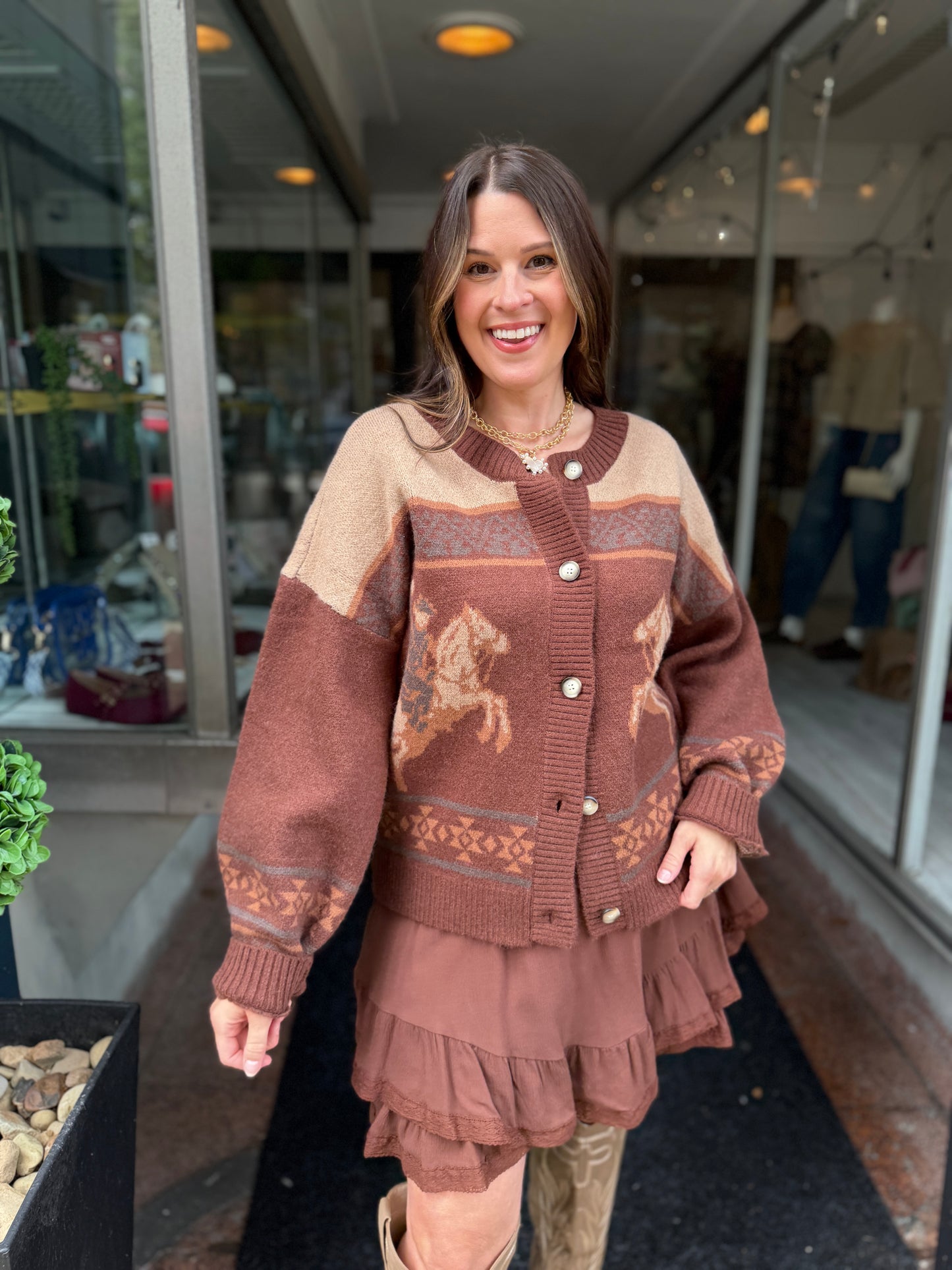 Way Out West Horse Cardigan