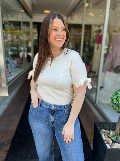 What A Doll Bow Sleeve Top