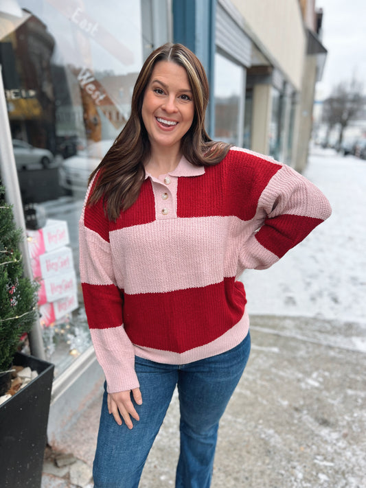 WB Pink Red Stripe Sweater