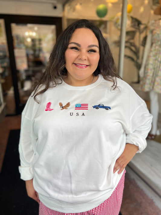 *Final Sale* USA Embroidered Sweatshirt