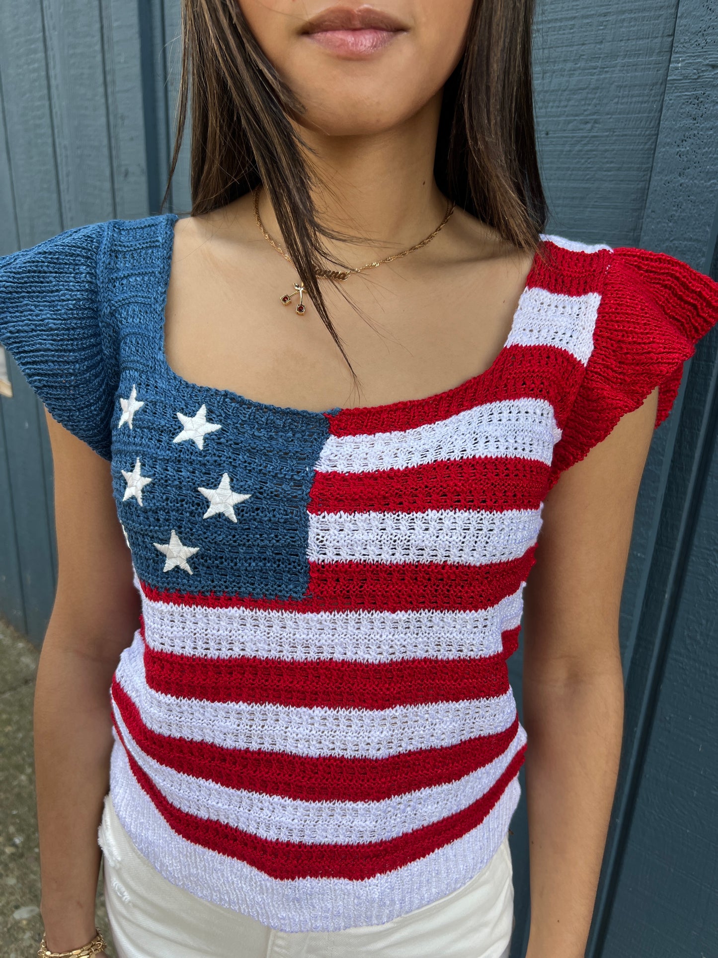 American Flag Crop Top