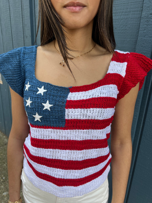 American Flag Crop Top