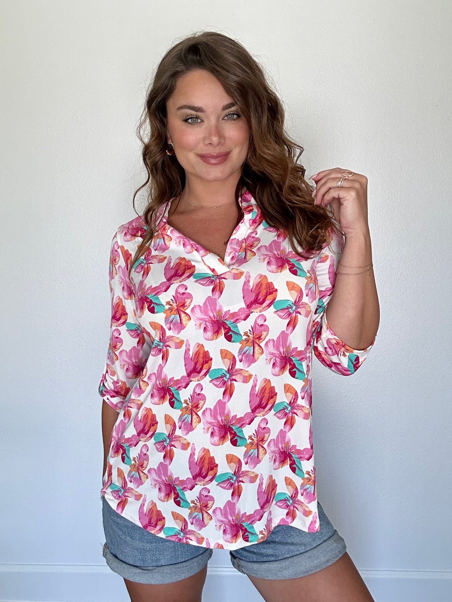 Fuchsia Mid Sleeve Top