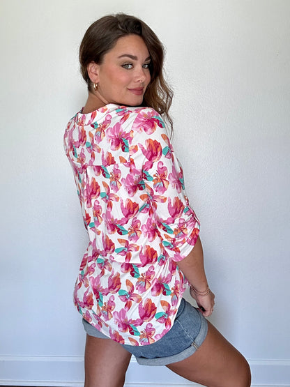 Fuchsia Mid Sleeve Top
