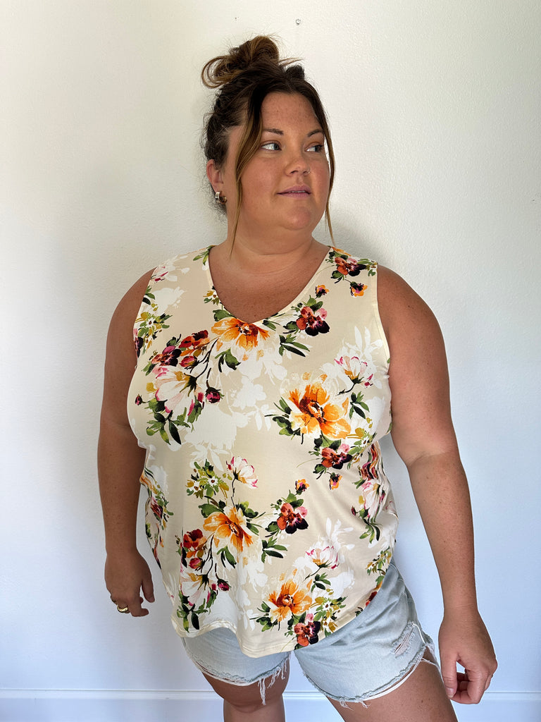 Beige Floral Tank