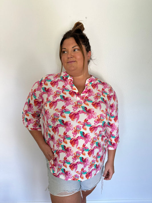 Fuchsia Mid Sleeve Top