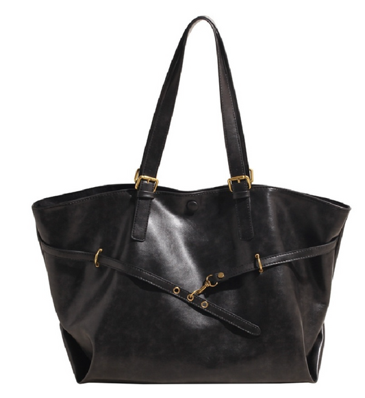 Distressed Buckle Tote Bag