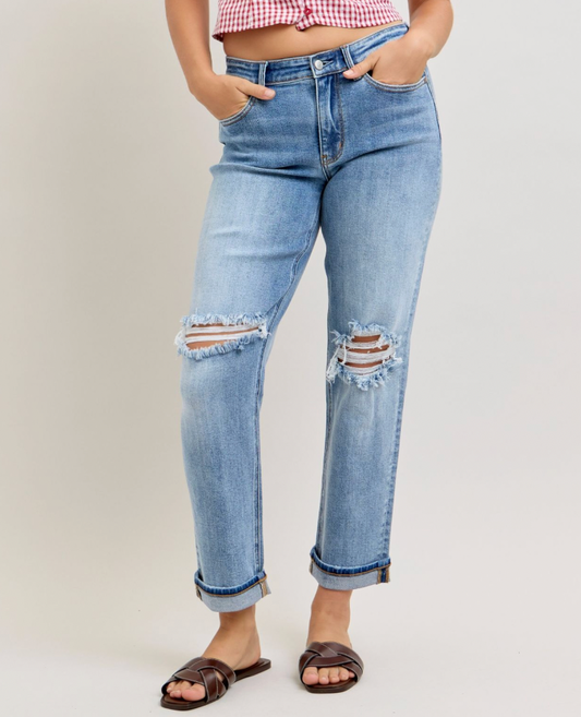 JB Cuffed Boyfriend Jeans