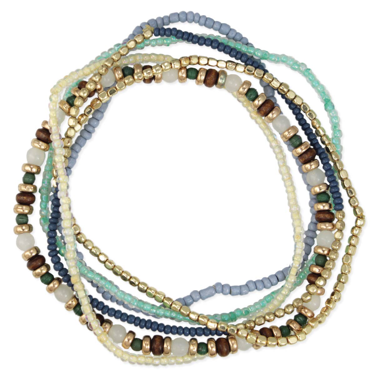 Cream Blue Green Bracelets Set