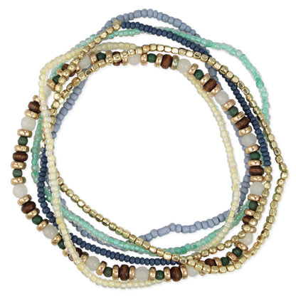 Cream Blue Green Bracelets Set