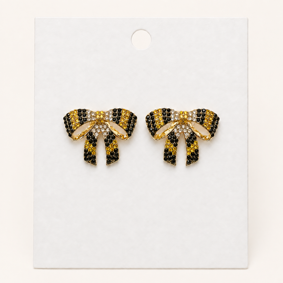 Game Day Black & Gold Bow Earrings