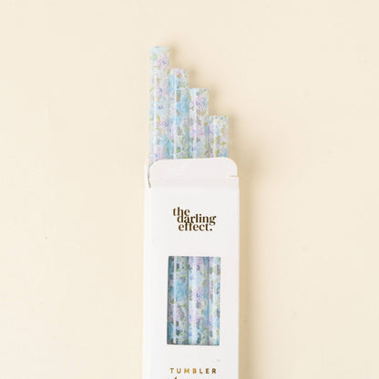 Secret Garden Blue Straw Set