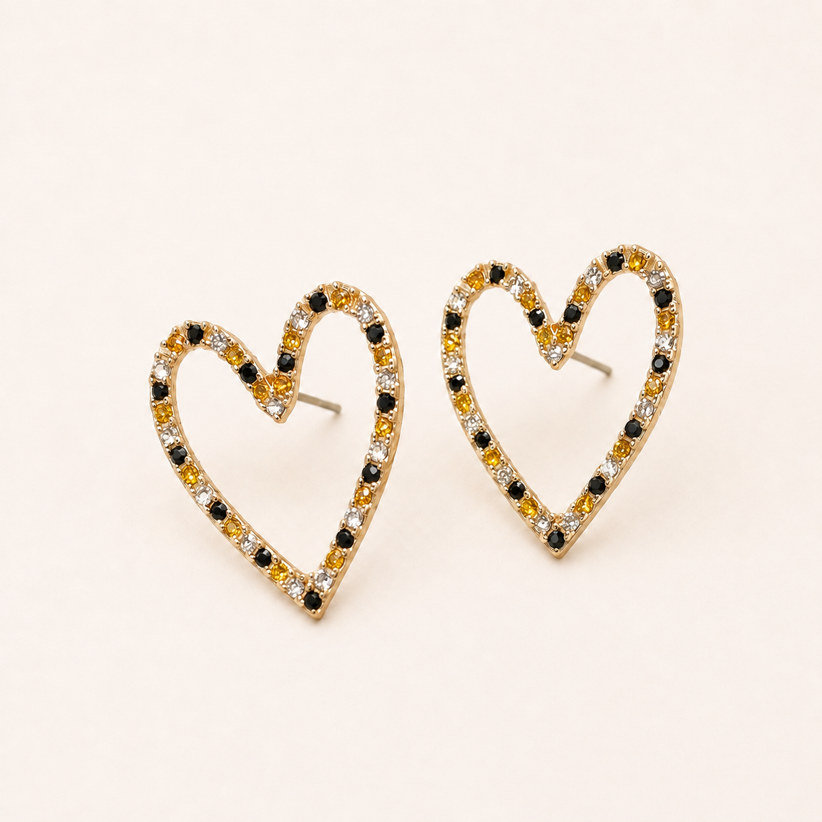Black & Gold Heart Earrings