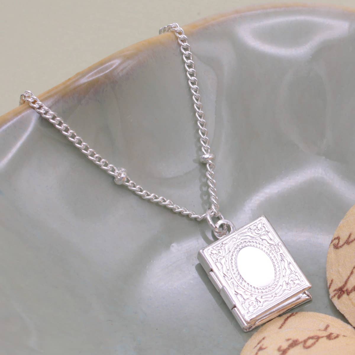 Secret Diary Tiny Silver Book Locket Necklace