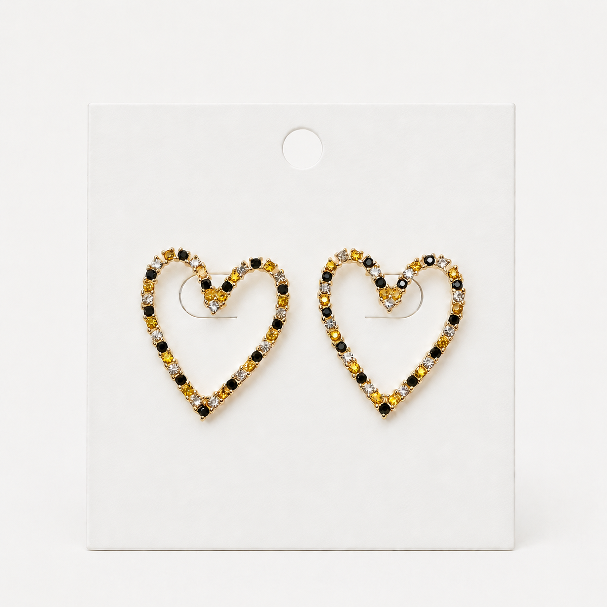 Black & Gold Heart Earrings