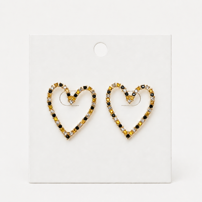 Black & Gold Heart Earrings