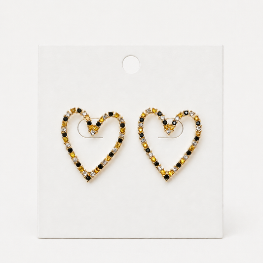 Black & Gold Heart Earrings