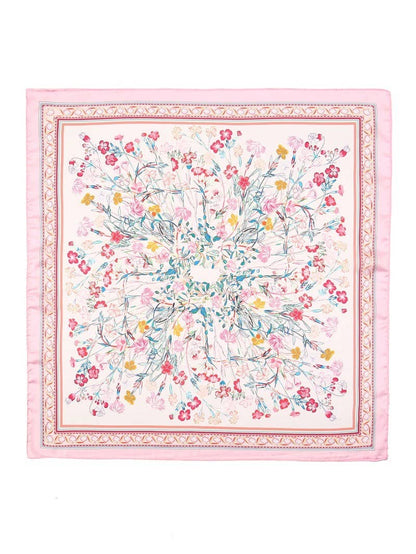 Pink Floral Silk Bandana Scarf