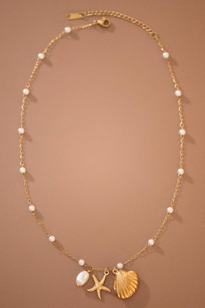 Stone, Starfish, & Seashell Necklace