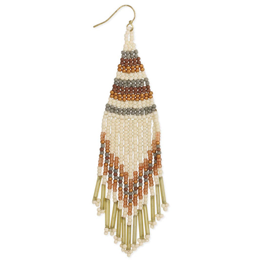 Neutral Fringe Bead Earring