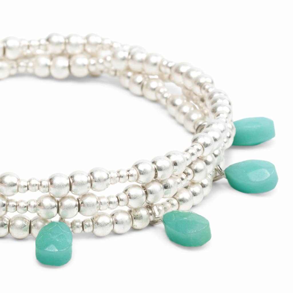 Turquoise Silver Metal Wrap