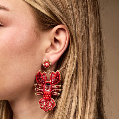 Beaded Lobster Earrings