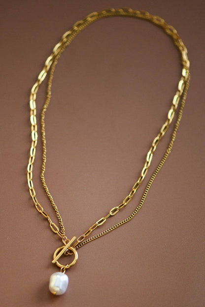 White Stone Gold Chain Necklace