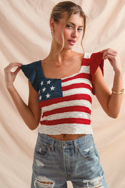 American Flag Crop Top