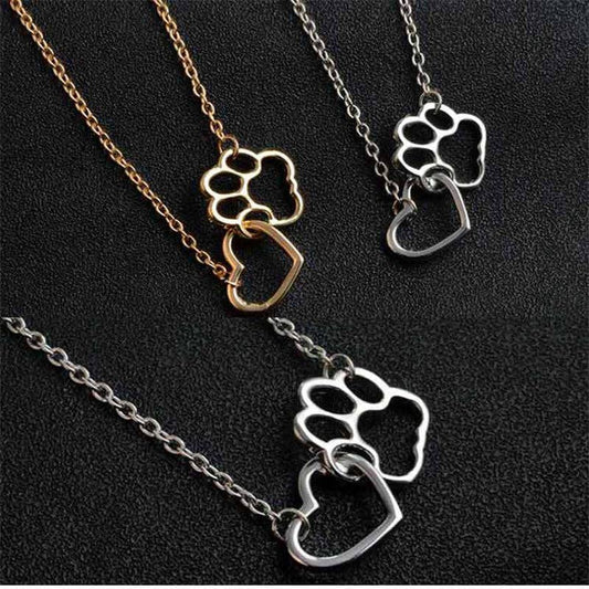 Paw Heart Charm Necklace