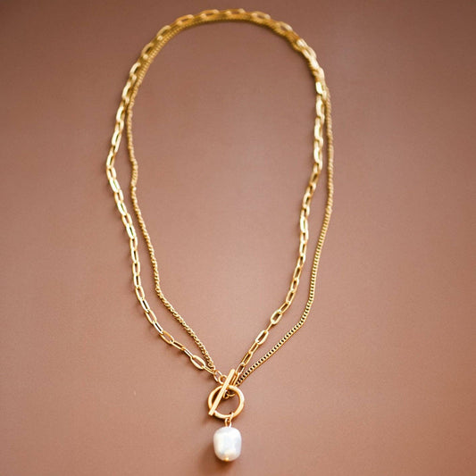 White Stone Gold Chain Necklace