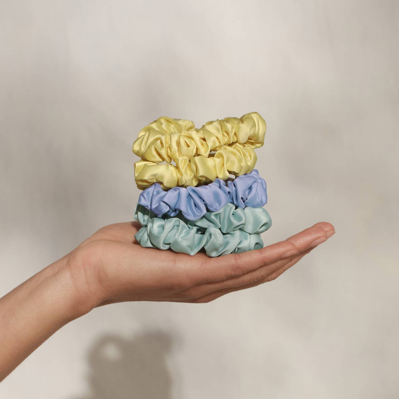 Multicolor Ruched Satin Scrunchies Set