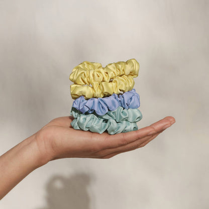 Multicolor Ruched Satin Scrunchies Set